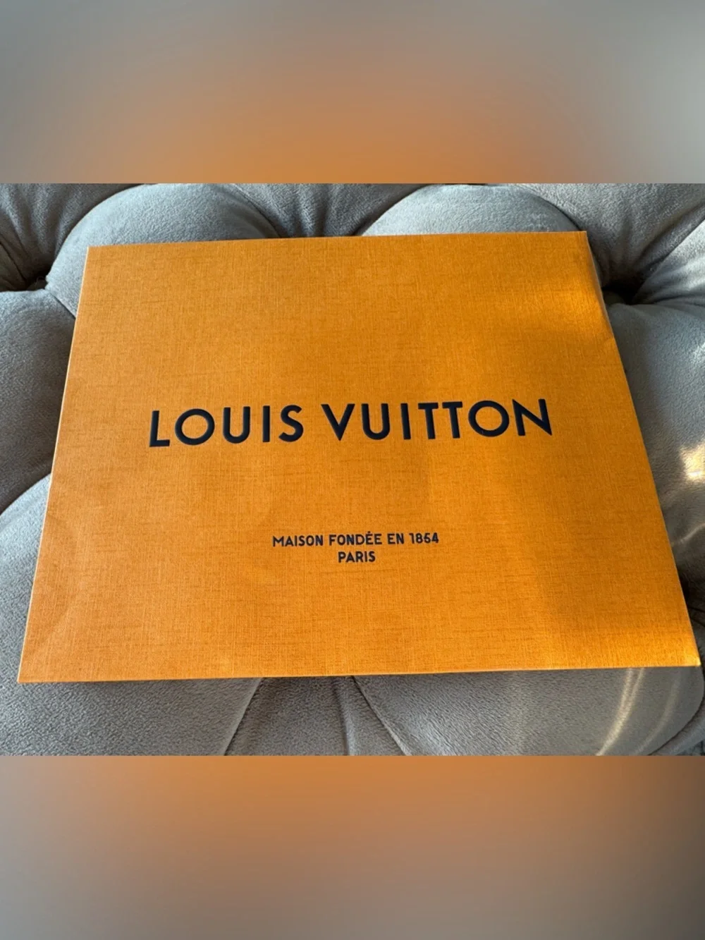 NWOT Louis Vuitton Women’s Signature Orange Shopping Tote/Gift bag Blue Handles